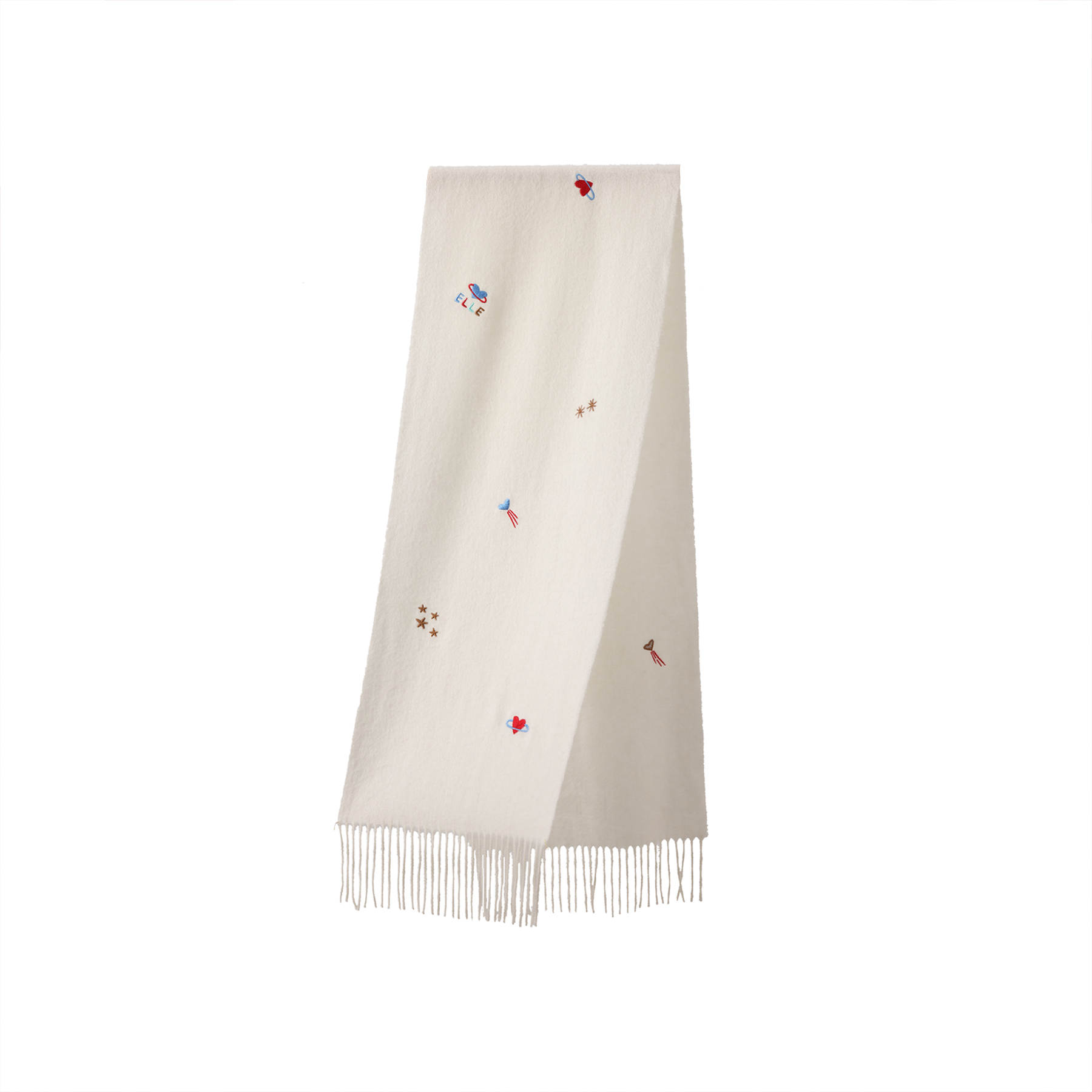 

Шарф из 100% овечьей шерсти вязаный женский ELLE, milk белый