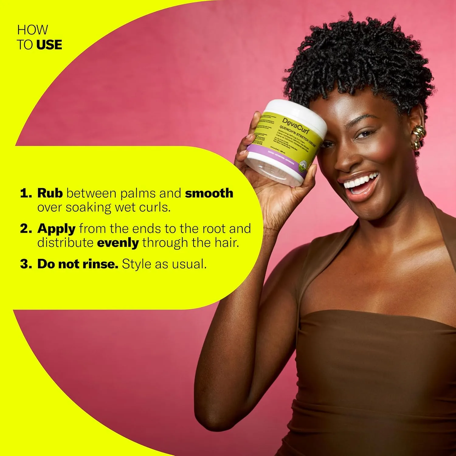 Увлажняющий крем для формирования локонов DevaCurl Quench'n Stretch Cream | Улучшает форму локонов | Не делает волосы жесткими | Не скручивает волосы — фото 3