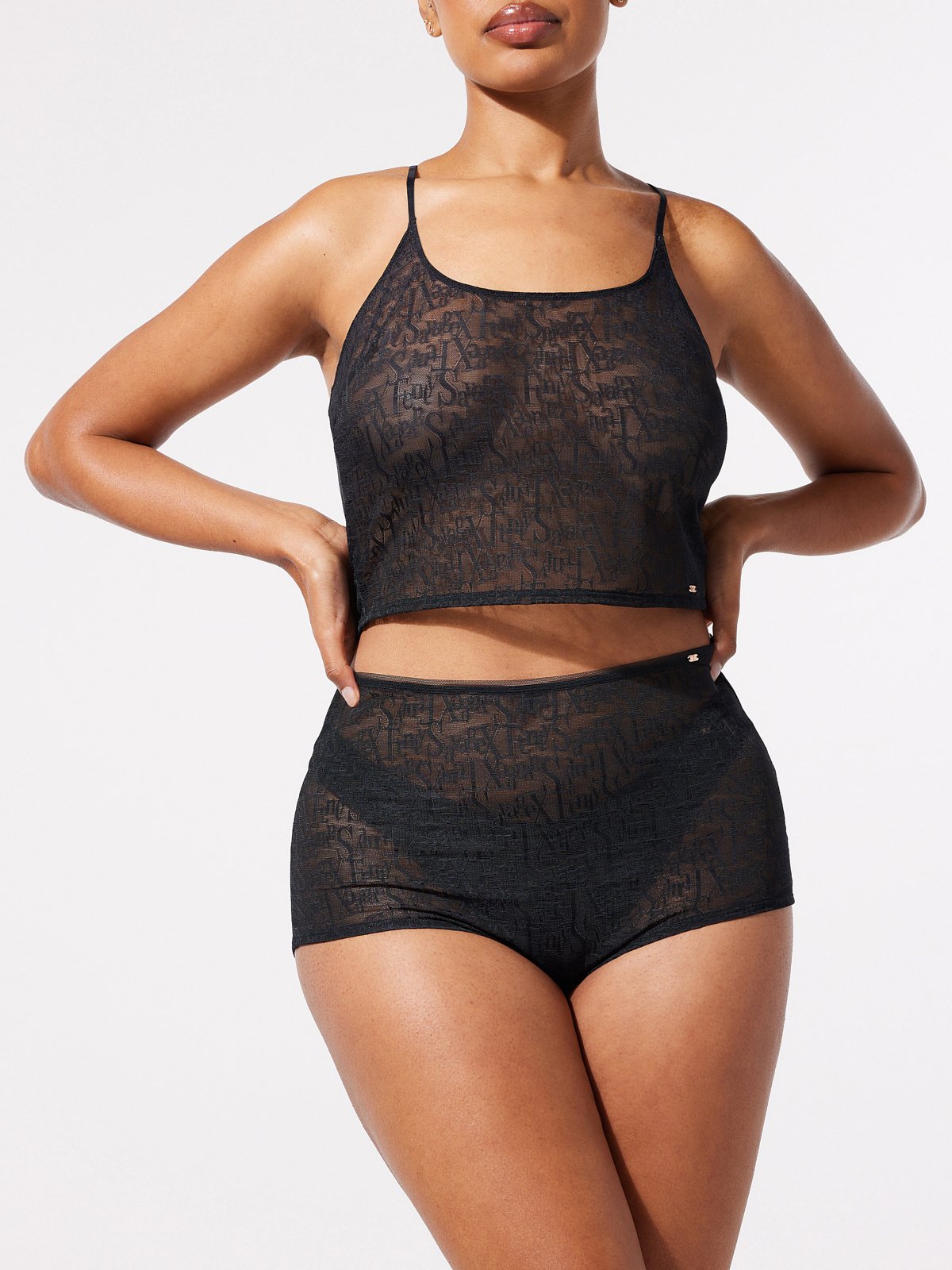 

Шорты для сна Savage X Fenty Signature Script, цвет Black Caviar