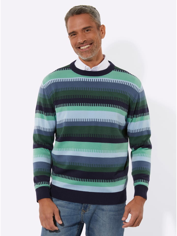 

Свитер с круглым вырезом в полоску цвета мха и шалфея Sieh an!