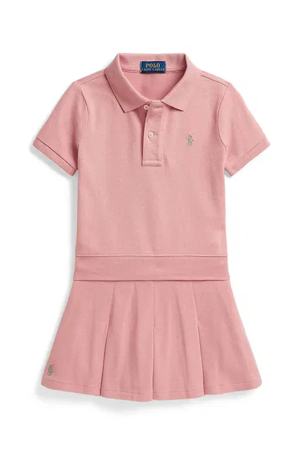 Комплект повседневный из футболки поло и юбки-шорт Polo Ralph Lauren, розовый