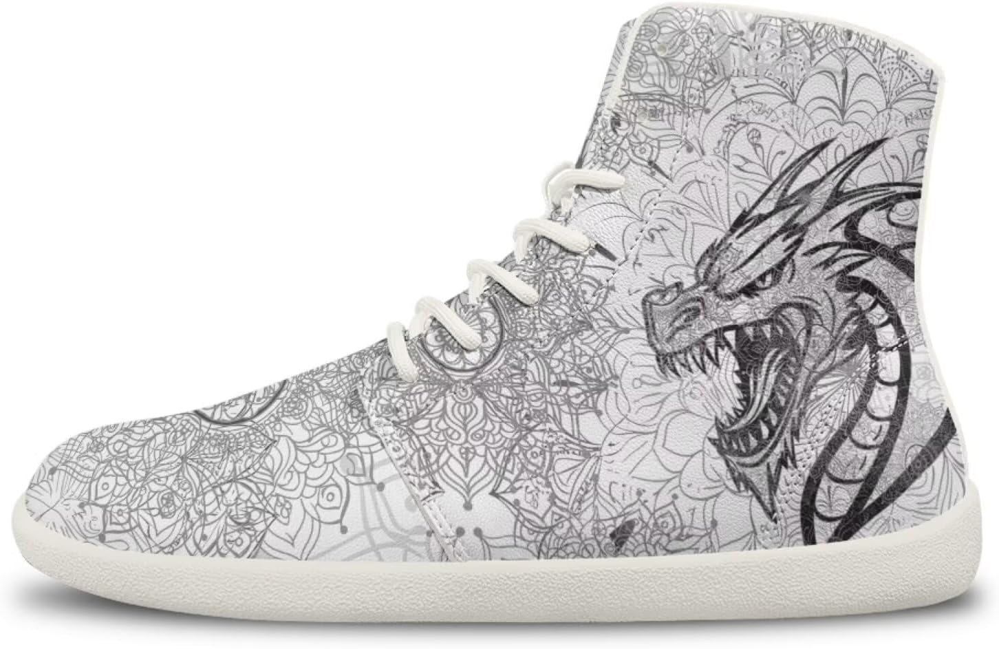 

Мужские кроссовки Dragon Print для бега, слипоны, высокие, для ходьбы, занятий в спортзале, тенниса и спорта Ecaestolph, белый/серый