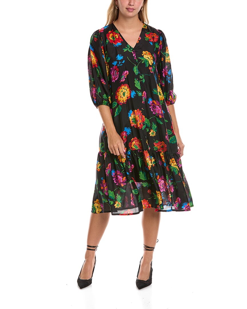 

Джонни Вас Эрмиас Шелковое миди-платье Johnny Was, черный