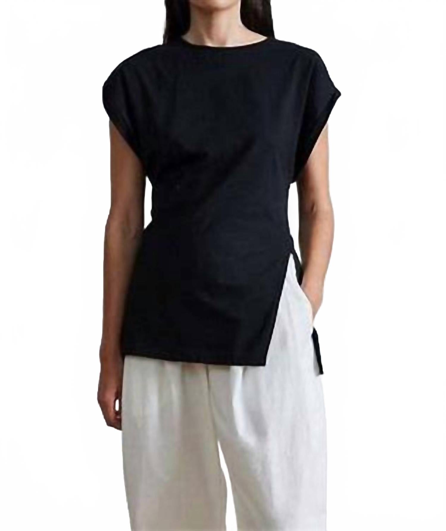 

Асимметричный топ-туника с круглым вырезом черного цвета APIECE APART