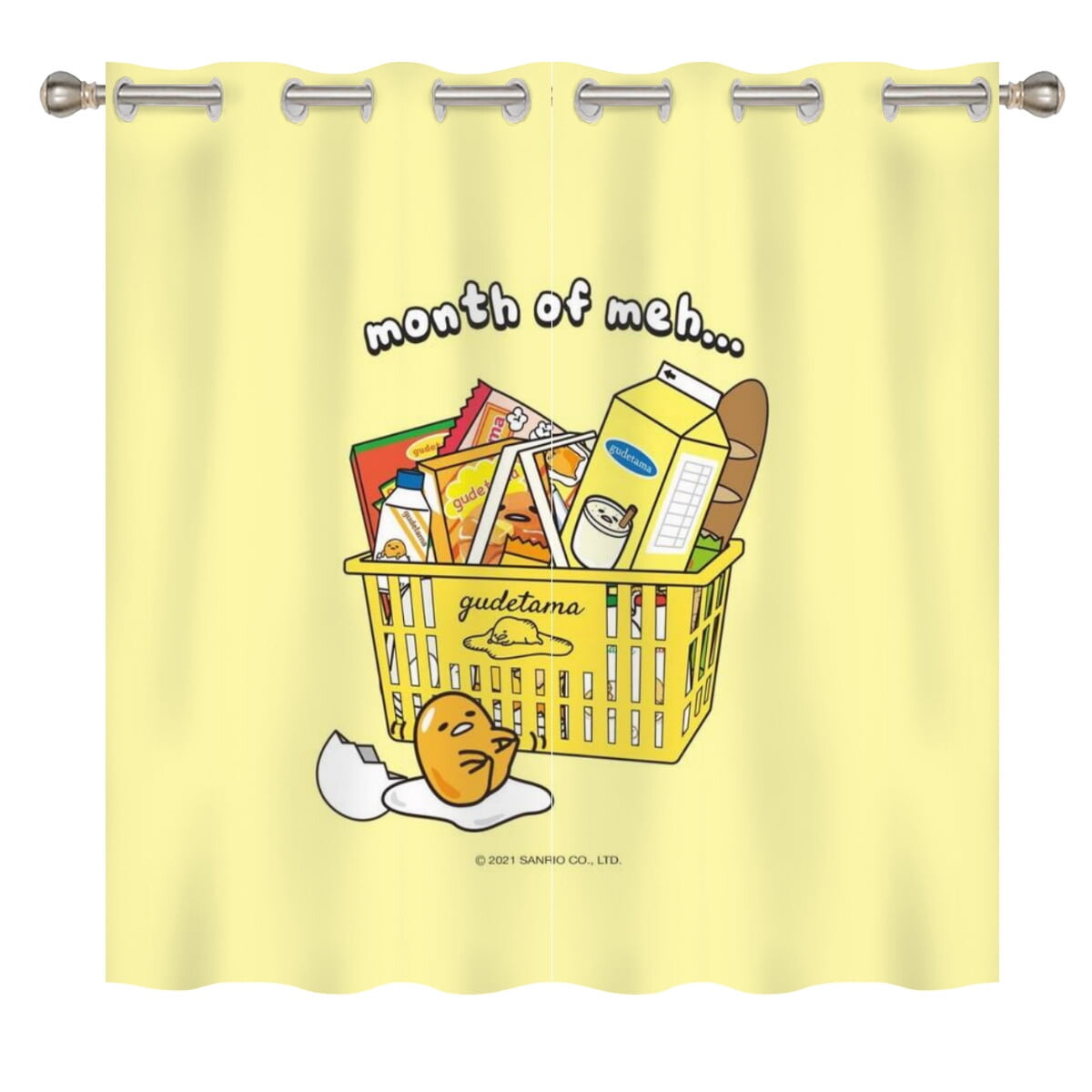 

Шторы плотные с мультяшным принтом Gudetama, желтый