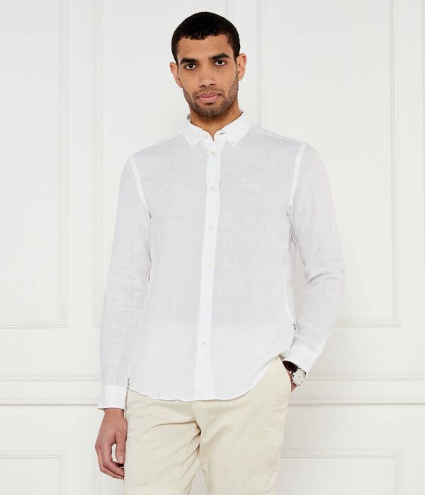 

Льняная рубашка h-roan-bd-e-c1-243 Slim fit Boss, белый