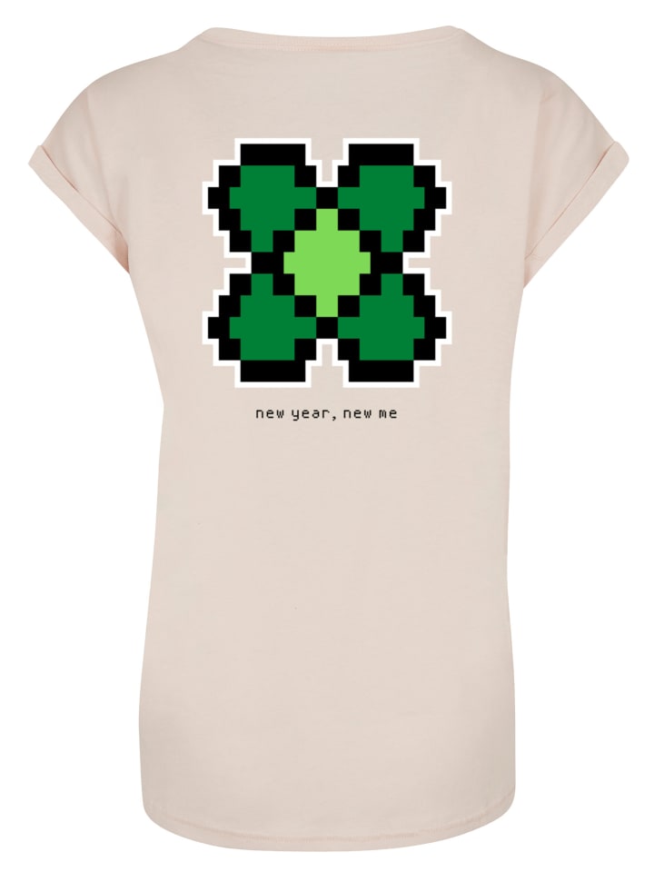 

F4NT4STIC Футболка «Новый год, с Новым годом! Пиксельный клевер» в цвете «Уайтсэнд»
