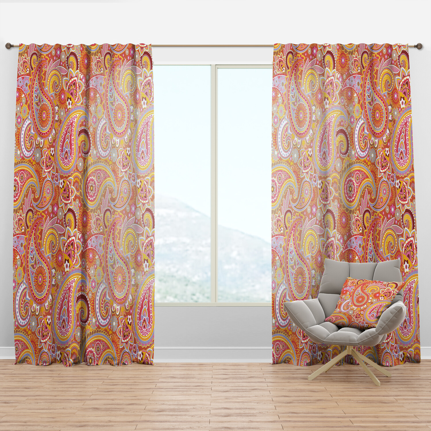 

Шторы Designart Paisley Pattern II, красный