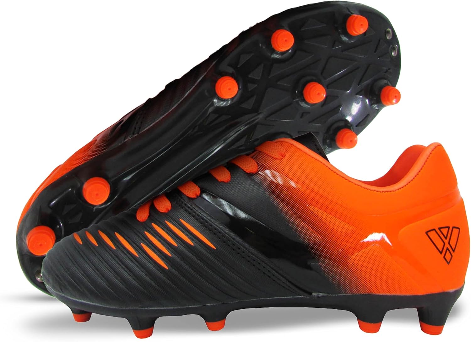 

Футбольные бутсы Vizari Liga FG для детей, 100 синтетические бутсы для комфортной носки, Водоотталкивающие двуцветные футбольные кроссовки с подкладкой против растяжения для гибкой игры в помещении и на улице, черный/оранжевый