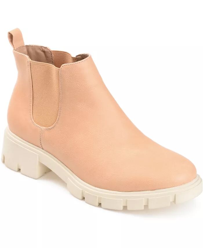 Женские ботильоны Rorke Lug Sole Stretch Gore Ankle Booties Journee Collection, коричневый/бежевый