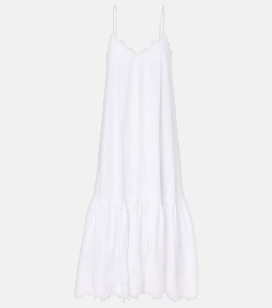 

Вышитое хлопковое платье миди из поплина Juliet Dunn, White