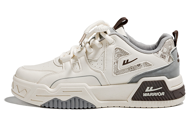

Warrior Low-Top Скейтборд обувь Мужские Бежево-Серые, Белый/Темно-Синий (Кожаный Верх)