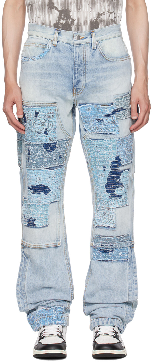 

Джинсы AMIRI цвета индиго в стиле пэчворк