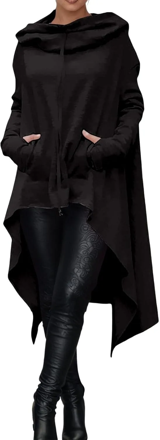 

Длинный худи для женщин oversize с асимметричным кроем