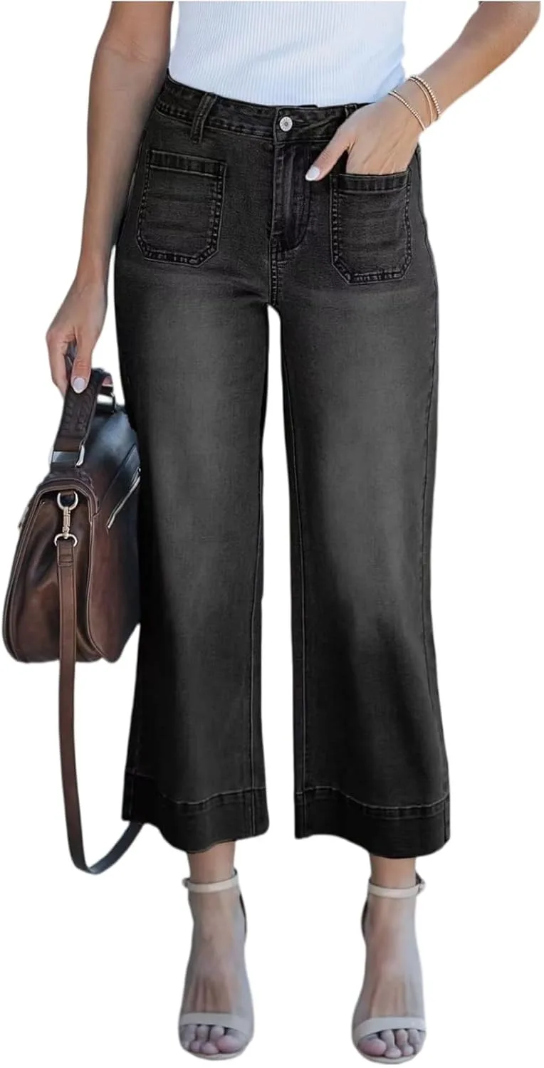 

Джинсы женские High Waisted Wide Leg Cropped