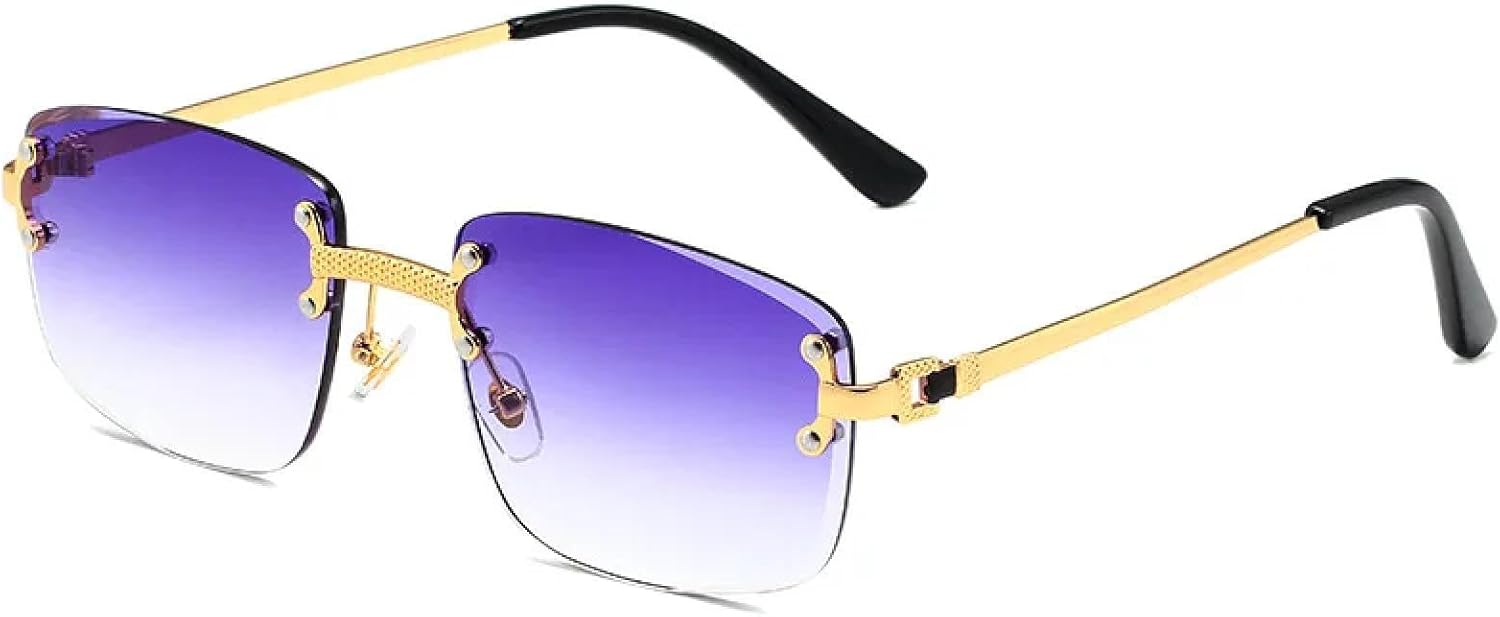 

Винтажные солнцезащитные очки без оправы с металлическими заклепками для женщин и мужчин в стиле панк, роскошные, с градиентным затемнением и защитой от УФ-излучения UV400 TYUVIVO, Gradient Purple