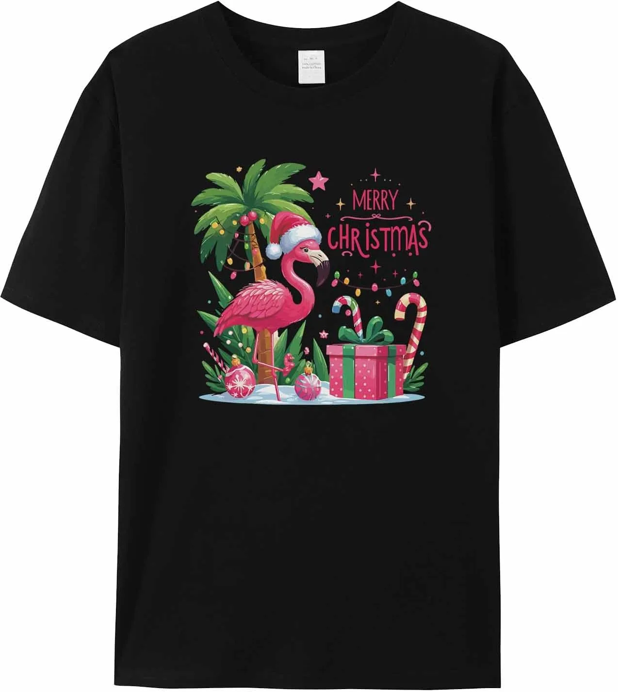 

Мужская футболка с Санта-фламинго jdudh