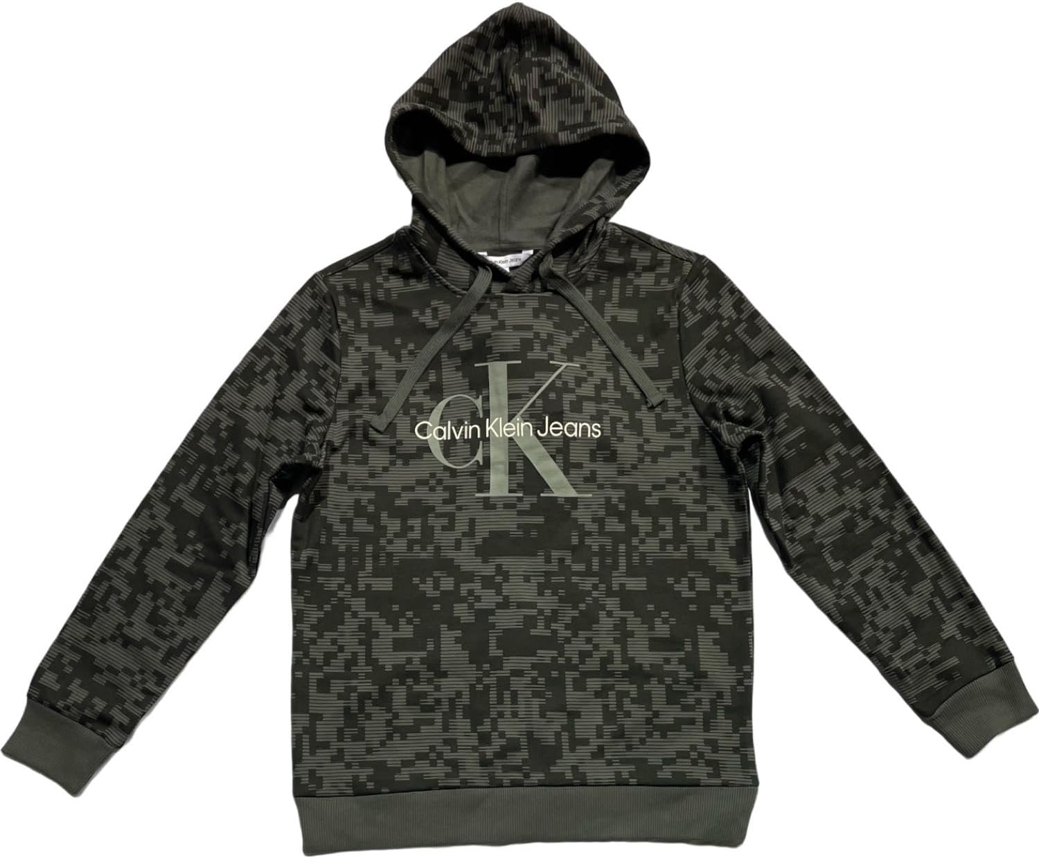 

Мужская флисовая толстовка с капюшоном и логотипом Calvin Klein, серая в тонкую полоску, Grey