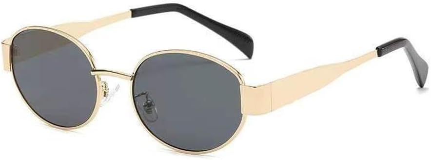 

Винтажные гламурные женские солнцезащитные очки в металлической оправе овальной формы, стильные мужские солнцезащитные очки, модные унисекс очки с защитой от УФ-излучения UV400 WNCKSQ, C8