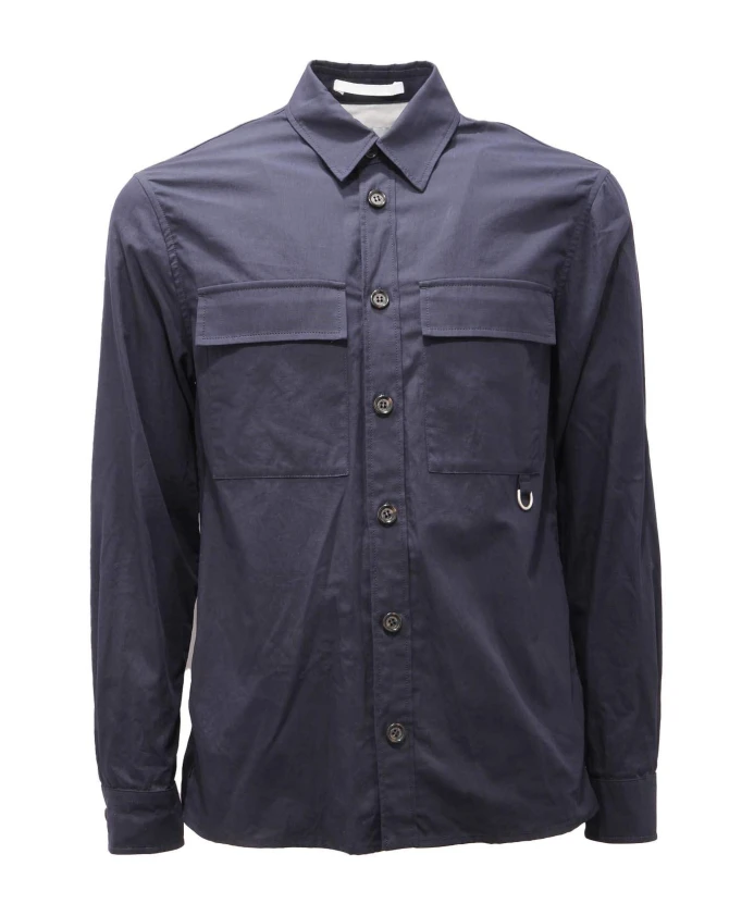 

Синяя рубашка с передними и боковыми карманами. Paolo Pecora, синий