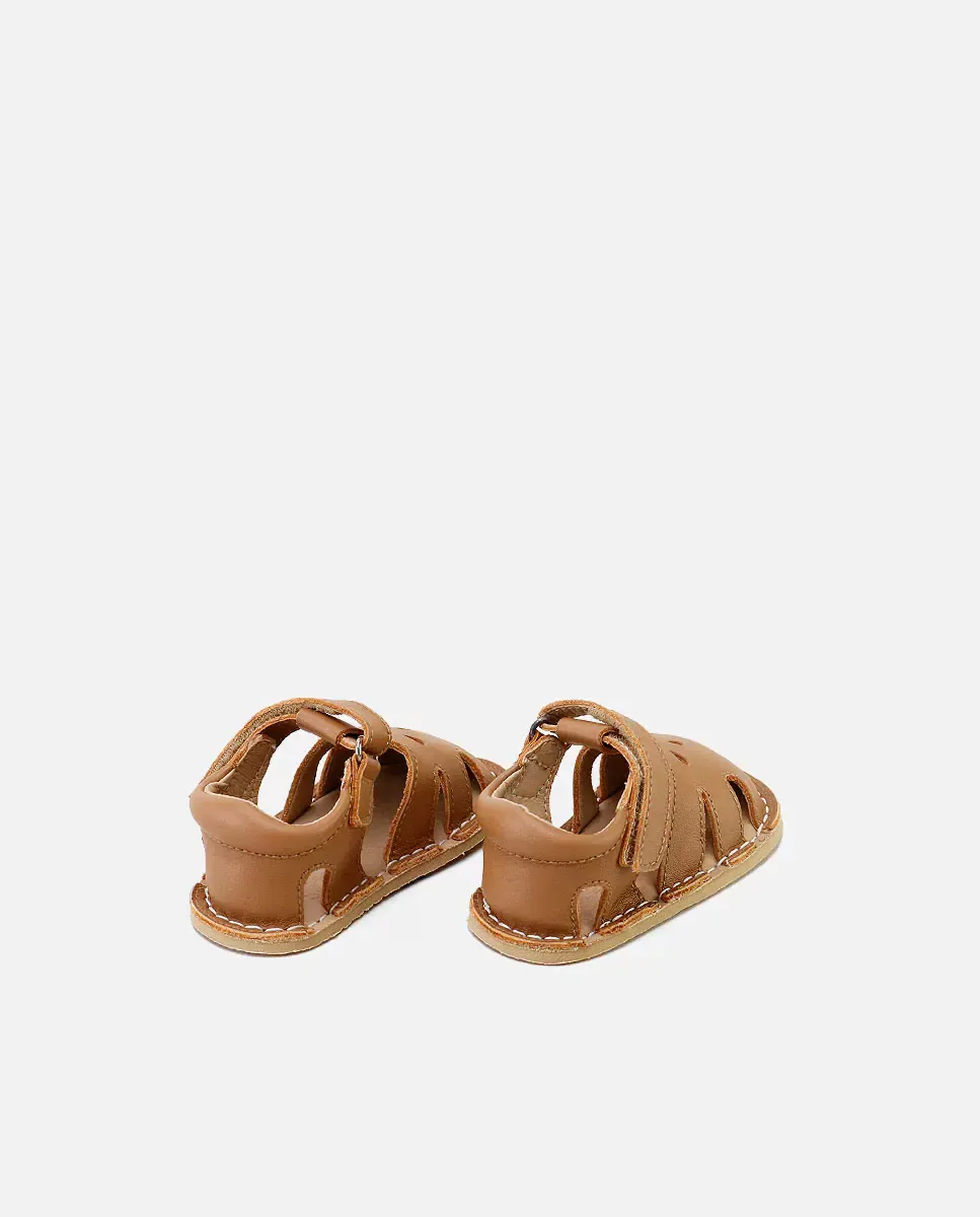 Унисекс открытые сандалии из кожи с застежкой-липучкой Eli 1957, Camel — фото 2
