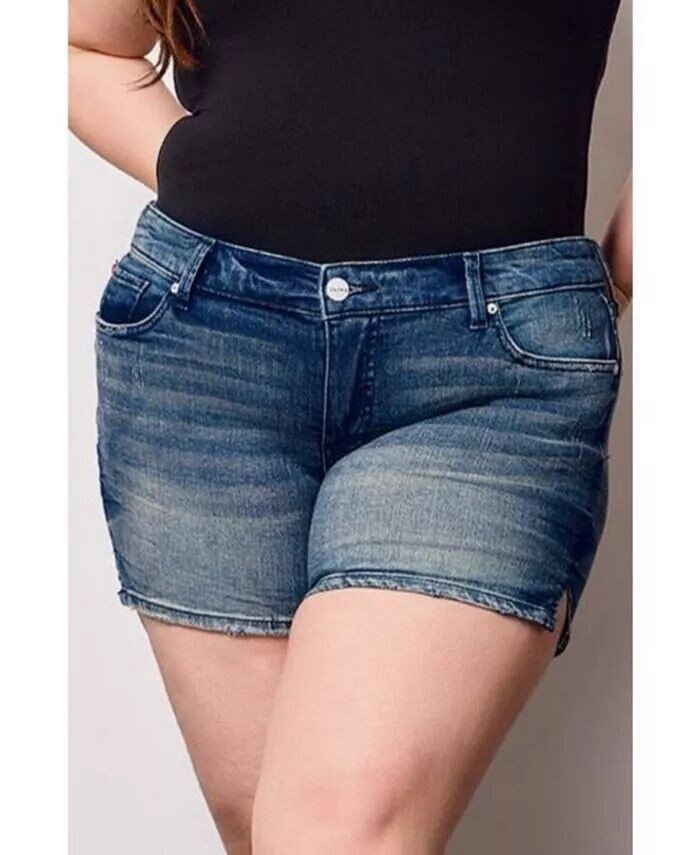 

Джинсовые шорты больших размеров с боковыми шлицами SLINK Jeans, синий