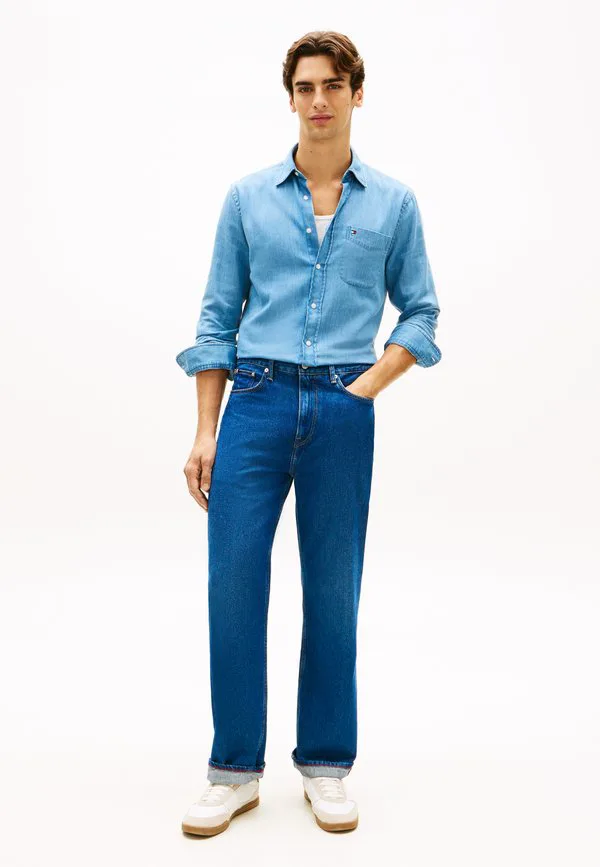 Джинсы прямого кроя с вышивкой флага Tommy Hilfiger, Ike Blue