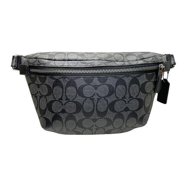 

Сумка через плечо из холста с кожаной стропой, поясная сумка мужская, угольно-черный монохром COACH