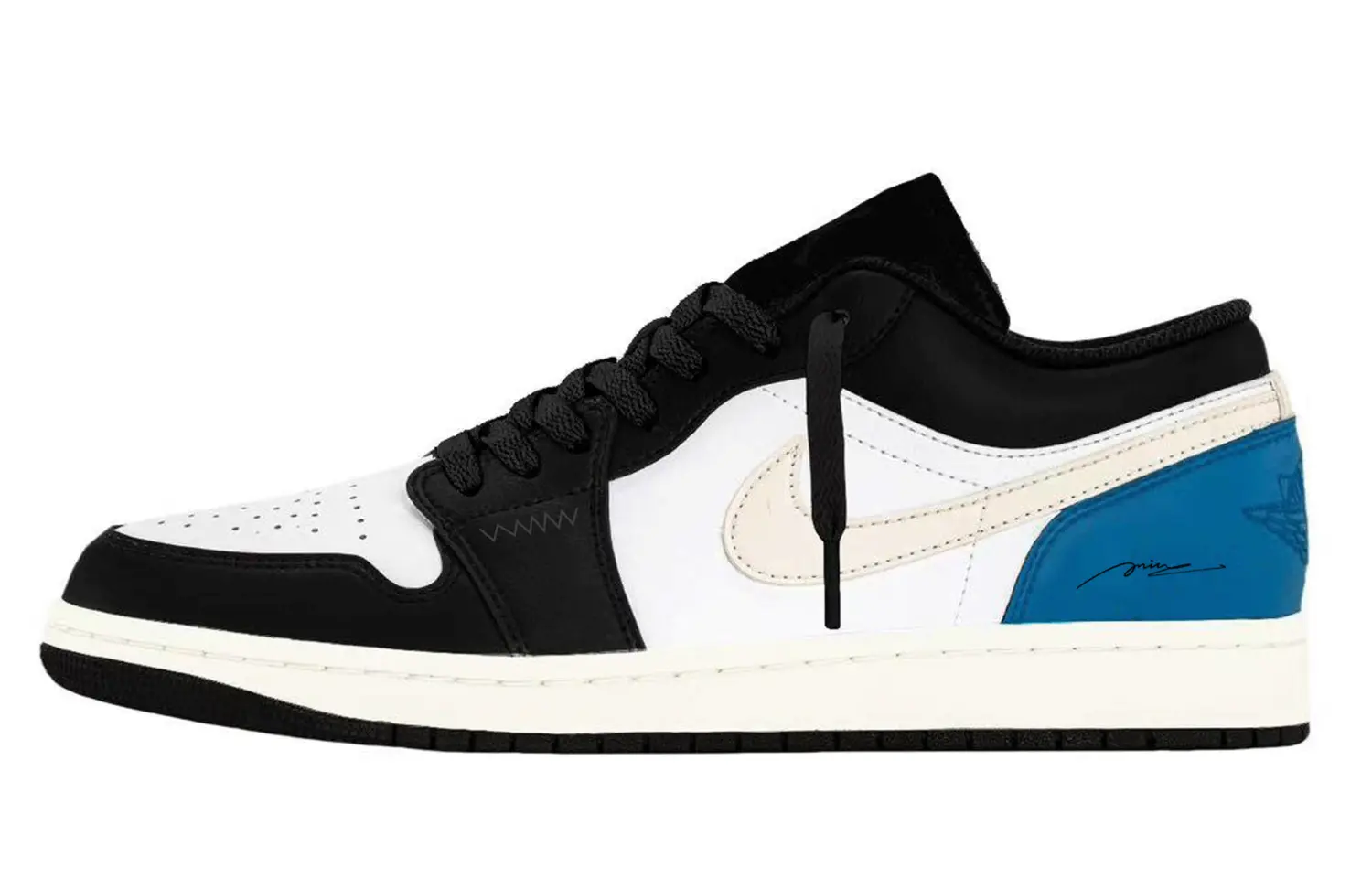 

Jordan Кроссовки Air 1 Abrasion Resistant Breathable Low top Vintage Basketball Shoes Unisex Black White Blue