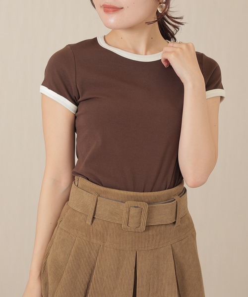 

Футболка хлопковая с круглым вырезом и короткими рукавами Lace Ladies, коричневый