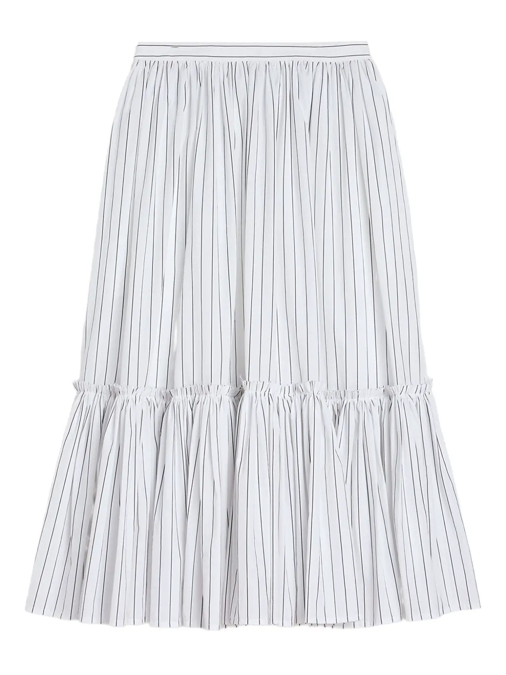 

Полосатая юбка миди со сборками Jil Sander, белый