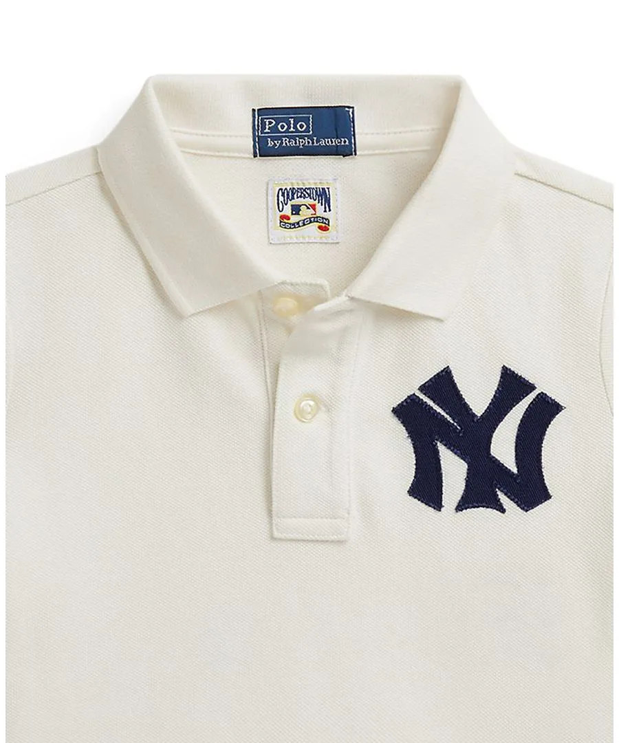 Поло-рубашка Yankees с планкой на двух пуговицах для девочек (2T-6X) Polo Ralph Lauren, deckwash белый — фото 3