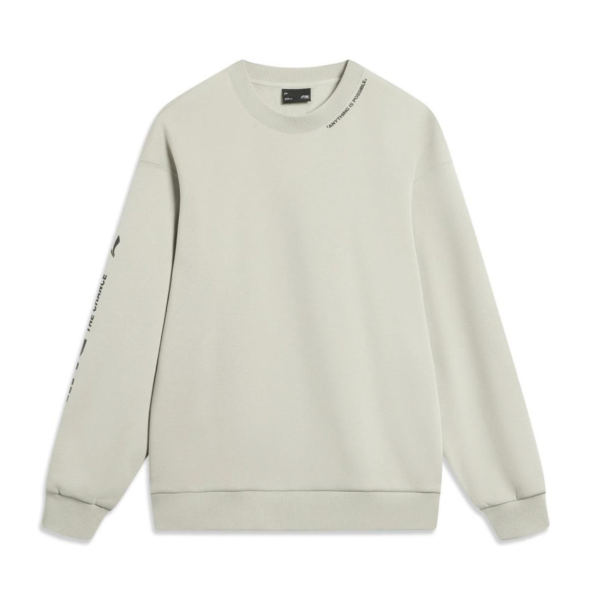 

Толстовки Li Ning унисекс, цвет ива, серый флис, круглый вырез, утолщенная ткань, стандартный крой