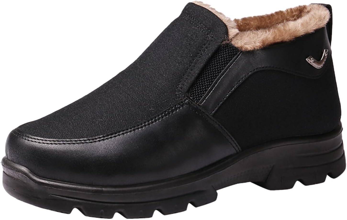 

Мужские повседневные зимние ботинки, легкие удобные сапоги-слипоны для снега, комфортные модные ботильоны для пожилых Generic, черный