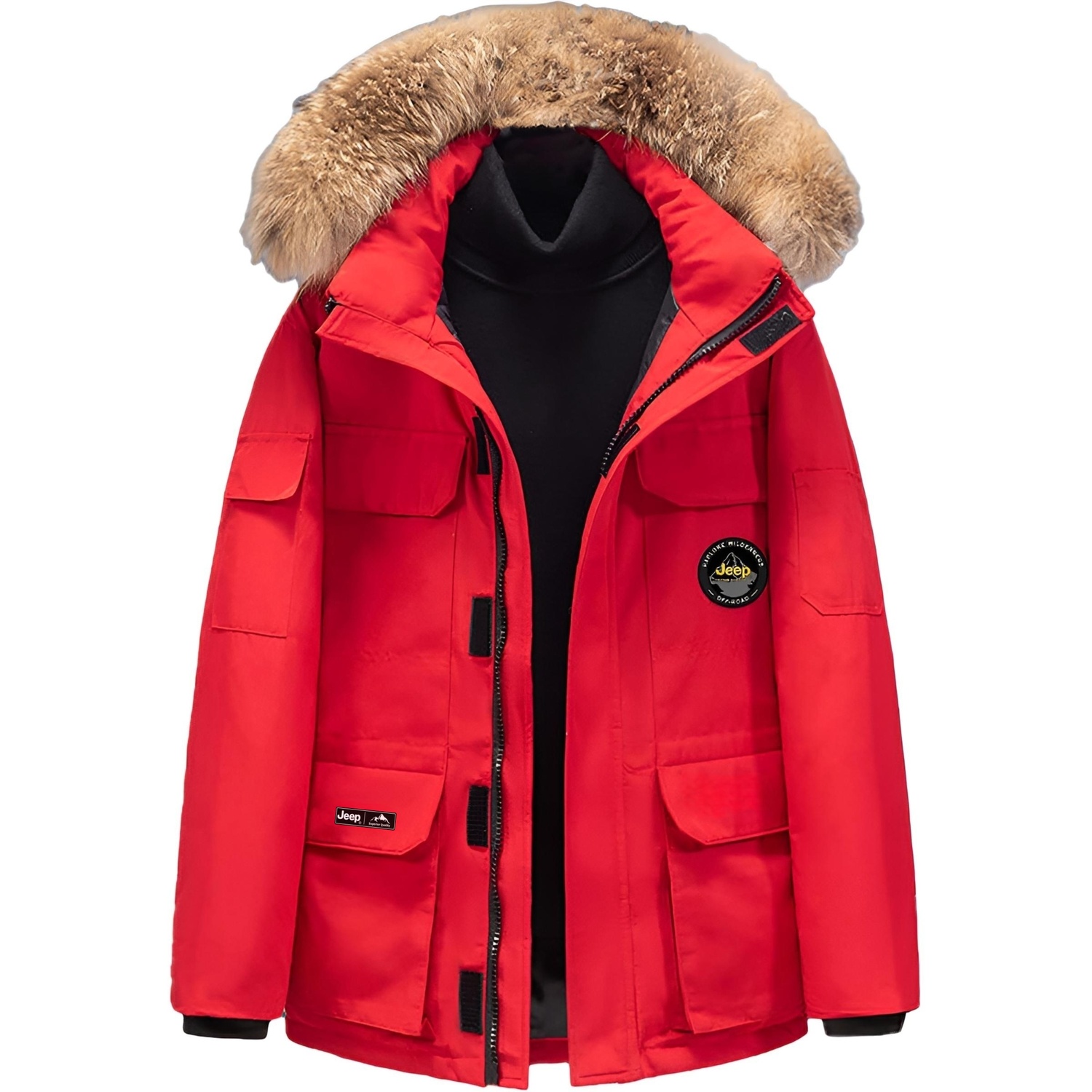 

Пуховик Unisex с отстегивающимся капюшоном утепленный Jeep, true красный