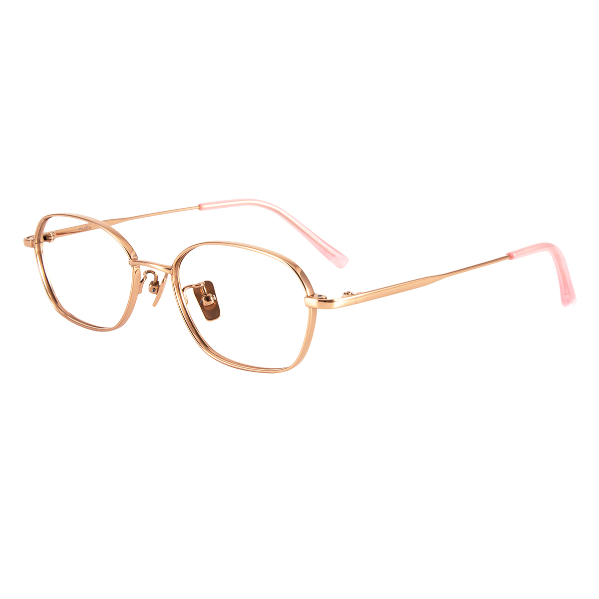 

MUZU Титановая оправа для очков женская асимметричной формы, Rose Gold-C12