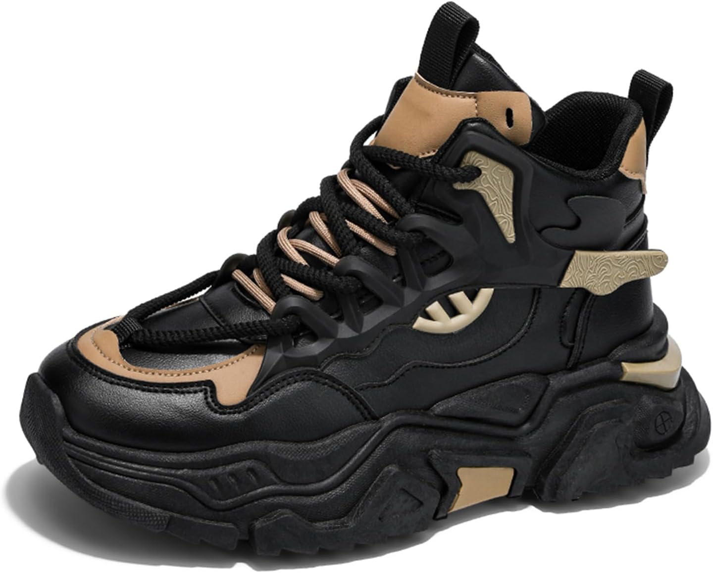 

Мужские повседневные спортивные кроссовки для тенниса, работы и прогулок, массивные высокие модные кеды Spwagym, черный/коричневый