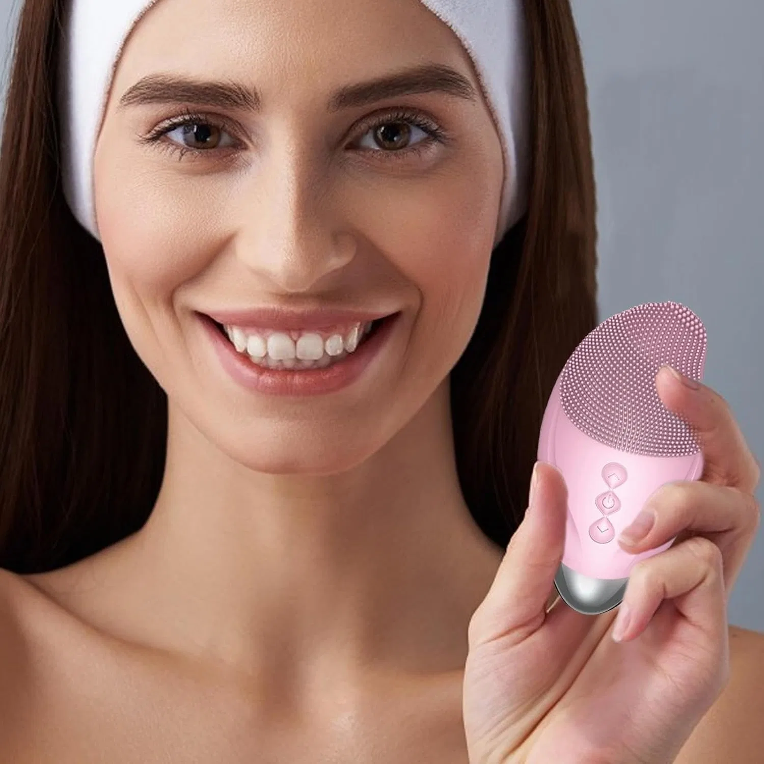 Электрическая щетка для чистки лица из силикона Generisch, Pink — фото 2