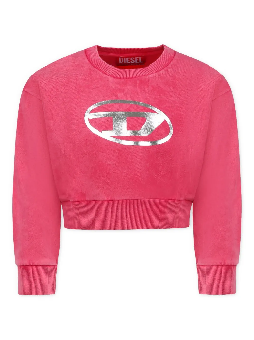 

Укороченная толстовка с логотипом Diesel Kids, розовый