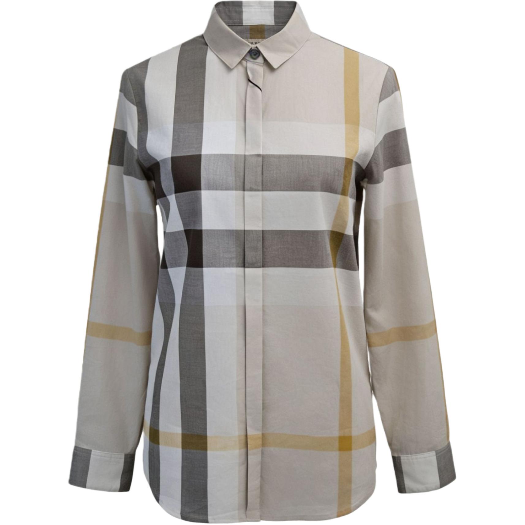 

Женская рубашки Greige с лацканом, умеренные, прочие Burberry, greige