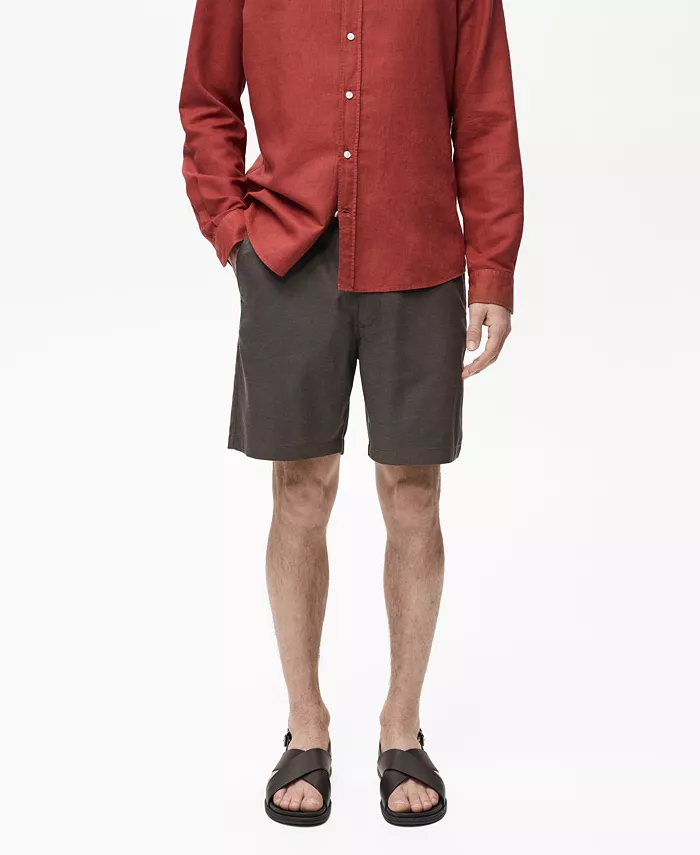 

Мужские облегающие струящиеся бермуды MANGO, коричневый