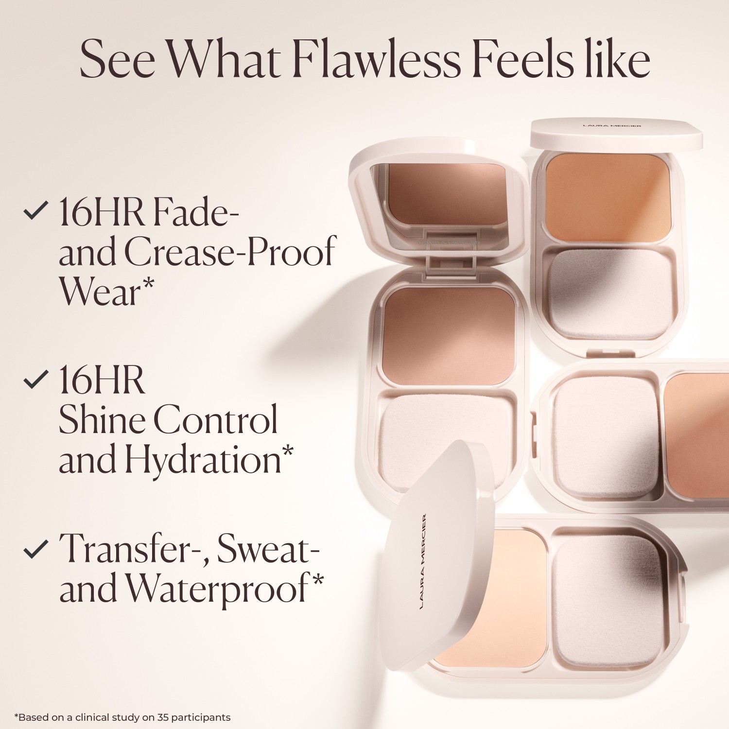 Пудра для лица real flawless feather matte powder Laura Mercier, 0n chantilly, вес 6.5 гр. — фото 4