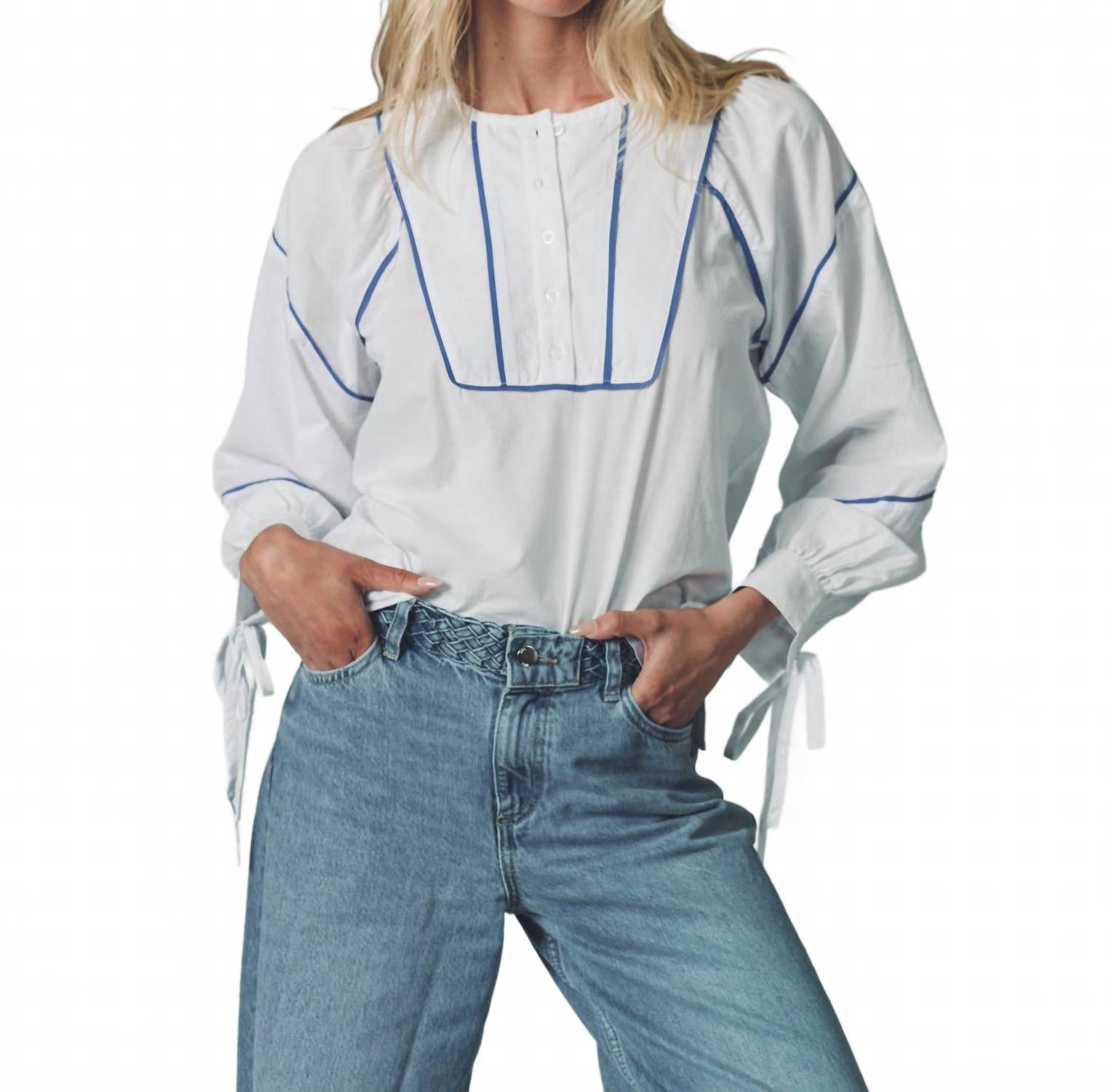 

Рубашка Rebecca с длинными рукавами в сине-белую полоску THE SHIRT