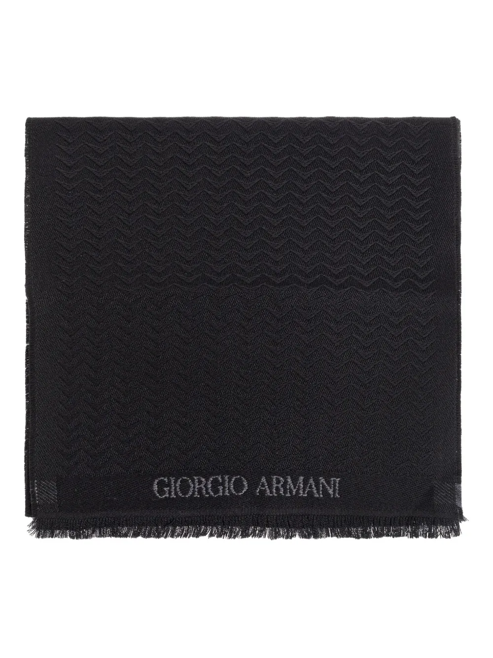 

Шерстяной шарф с бахромой GIORGIO ARMANI, черный