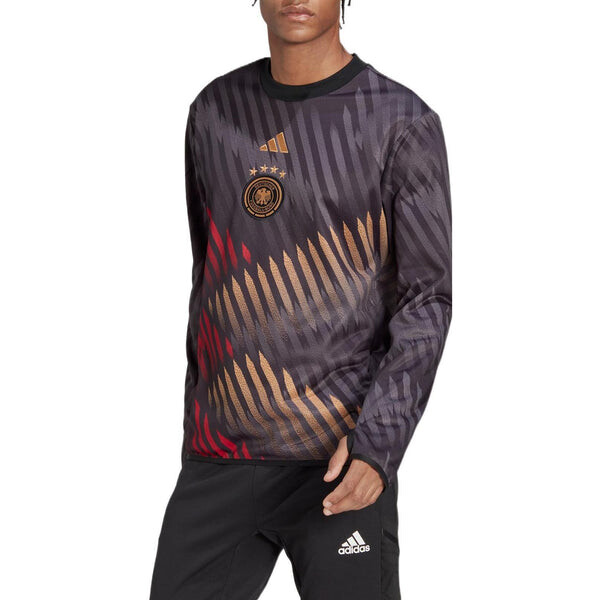 Толстовка Men's adidas Dfb Pre Wrmtop Round Neck Stripe Detail Logo Printing Pullover Long Sleeves Black, черный — фото 4