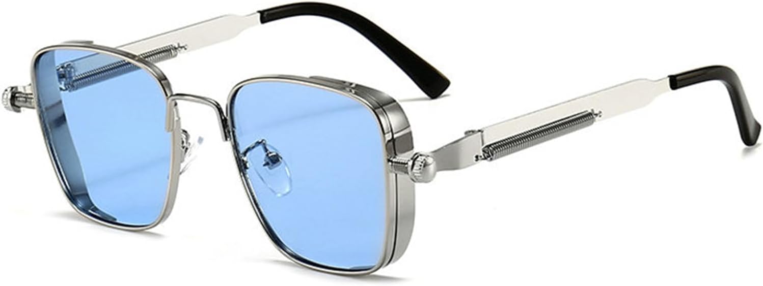 

Willochra Модные металлические квадратные солнцезащитные очки для женщин в стиле ретро, ​​дизайнерские, с гелевой расцветкой, защита от УФ-излучения UV400, для мужчин, градиентные панк-солнцезащитные очки F27, Blue