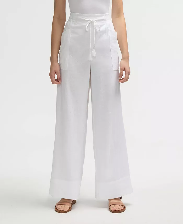 

Женские брюки широкого кроя с завязками по бокам NVLT, белый
