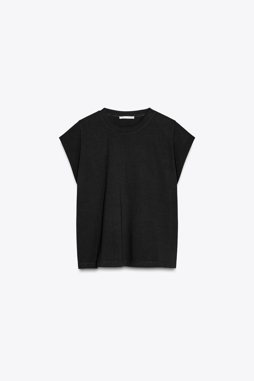 

Футболка без рукавов с эффектом стирки ZARA, черный