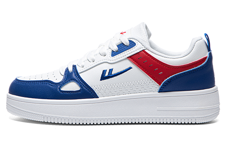 

Износостойкие и легкие низкие скейтерские кроссовки Warrior мужские бело-сине-красные