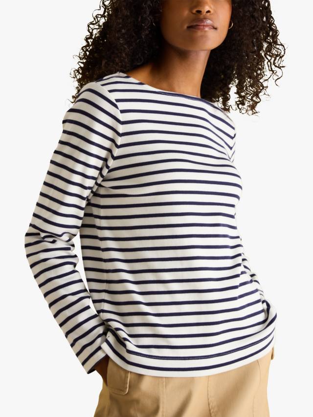 

Топ с длинными рукавами в полоску Joules, Cream/Navy